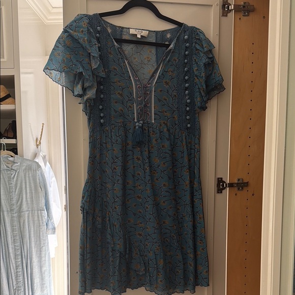 Sea New York Dresses & Skirts - SEA - Boho Floral V-Neck Short Sleeve Dress - Blue